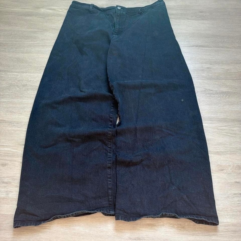 34x28 Black Baggy Wide Leg Denim Jeans Y2K Grunge Vintage 2000s